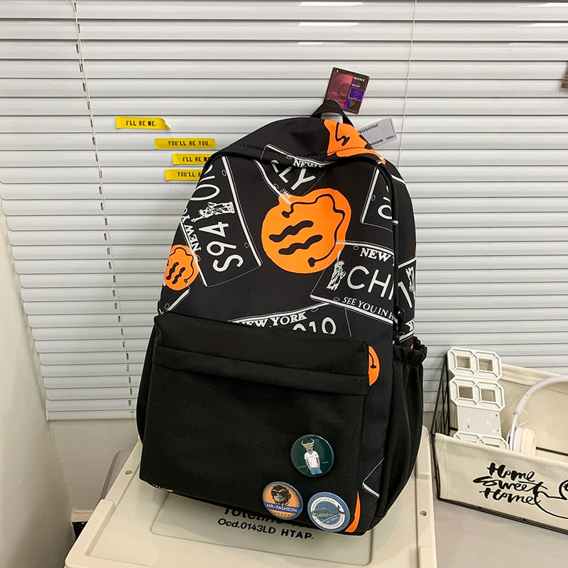 One Piece Graffiti Backpack Large Capacity Anime Schoolbag for Boys & Girls