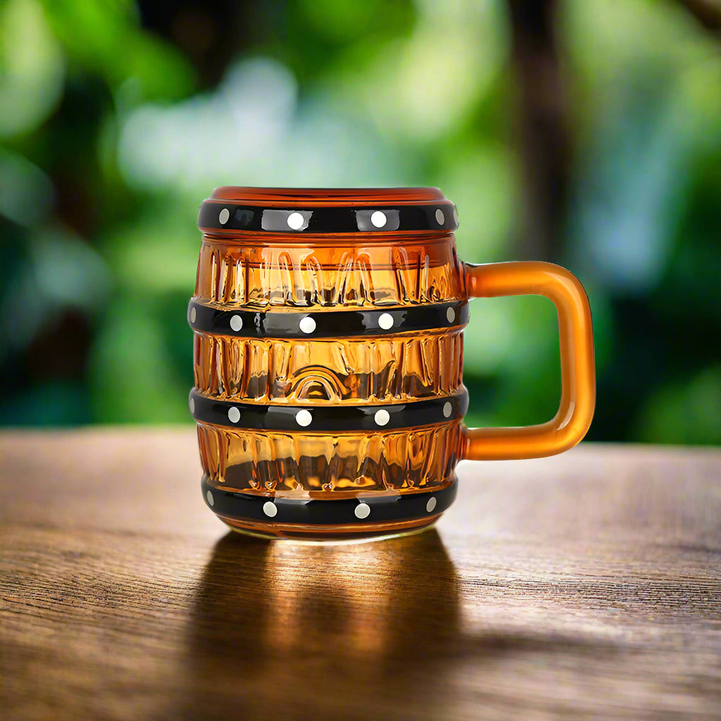 One Piece Cask Glass Mug Lid-Covered Gift Glass for Water, Beer & Wine