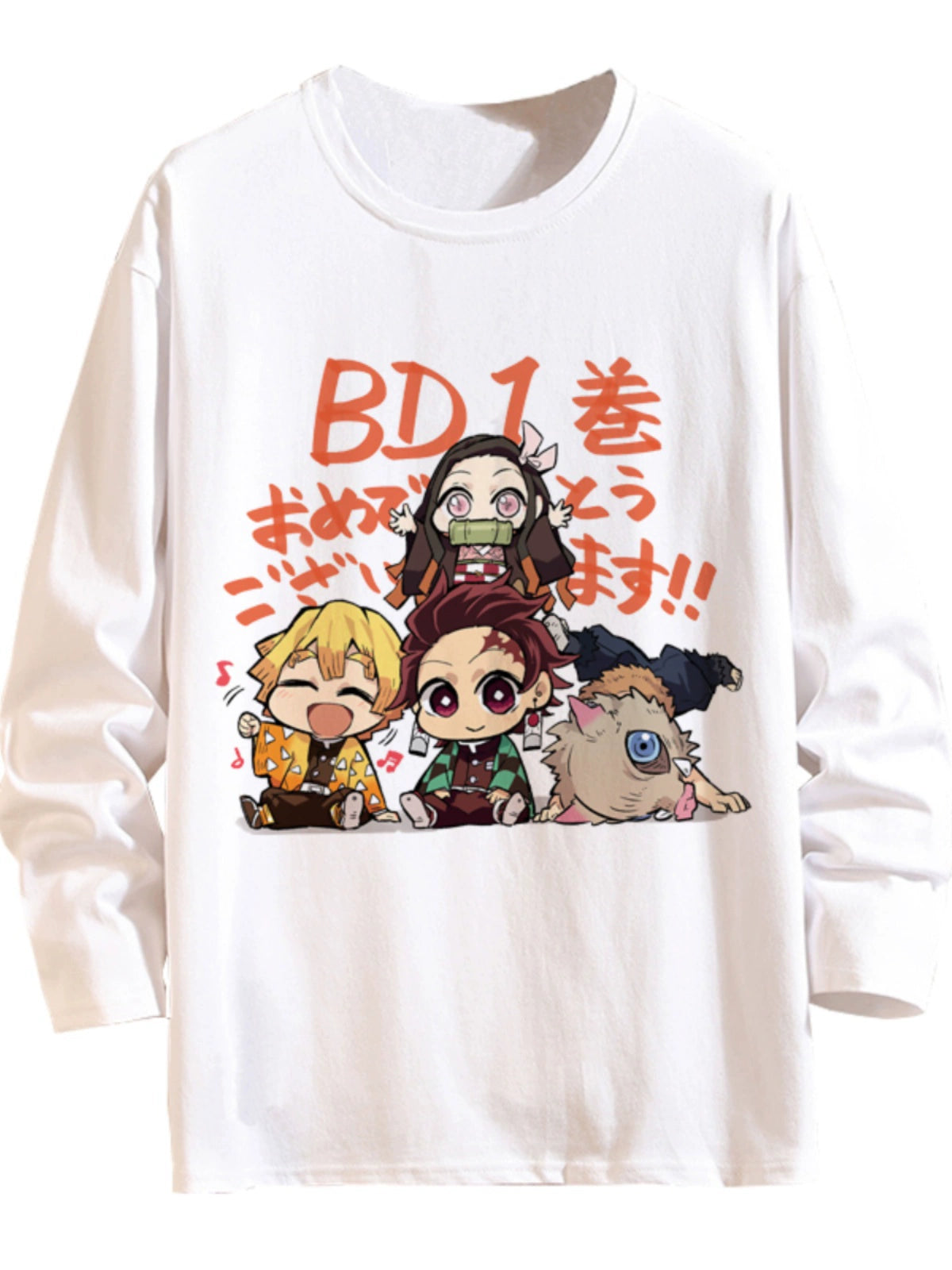 Demon Slayer Blade Anime 2D Long-Sleeved T-Shirt Mens and Womens Trend Print Top Clothes Mouth Hei Inosuke Perimeter Autumn Wear