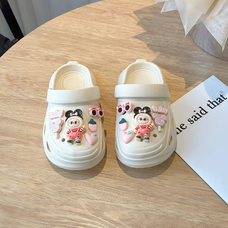 EVA hole shoes girls' summer rabu cloth thick-soled solid color garden shoes wear beach toe sandals outside