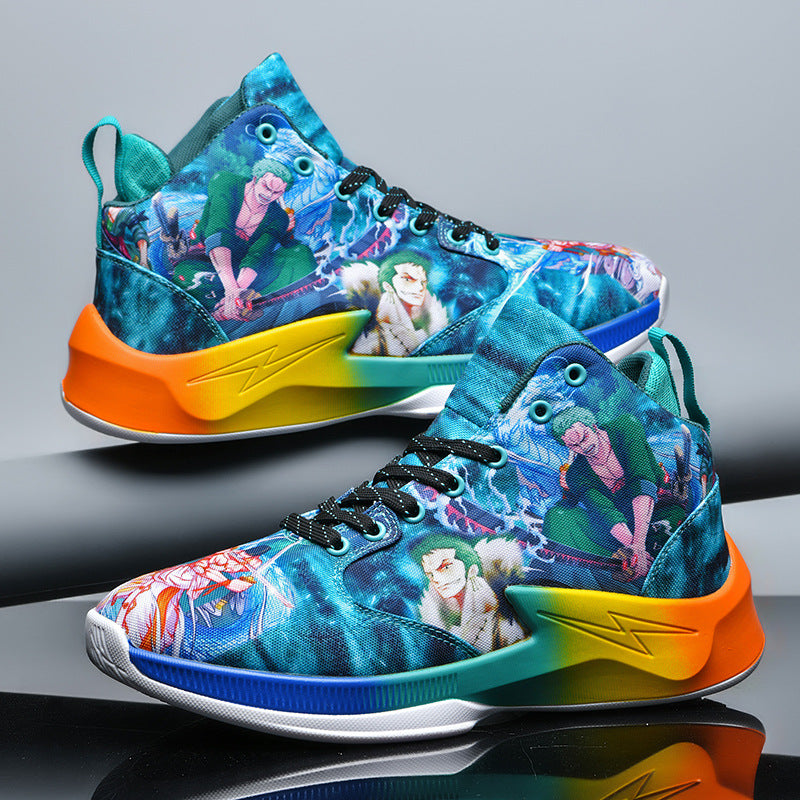 One Piece Basketball Shoes Mens Breathable Anti-Slip Anime Combat Sneakers