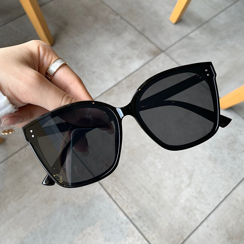 New Sunglasses Douyin High Quality Large Frame Metal Rivet Hinge UV Protection Sunglasses