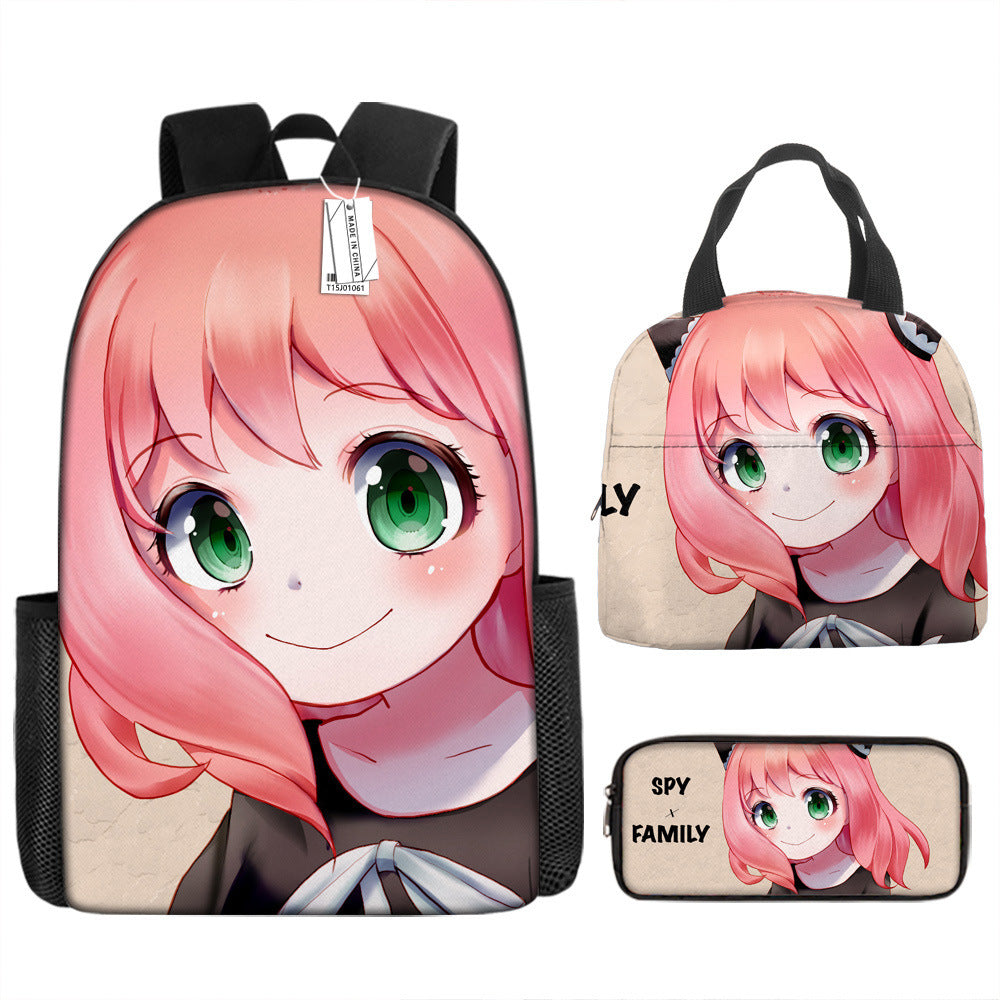 Spy Playhouse Full-Print Anime Backpack + Lunch Bag Set for Kids