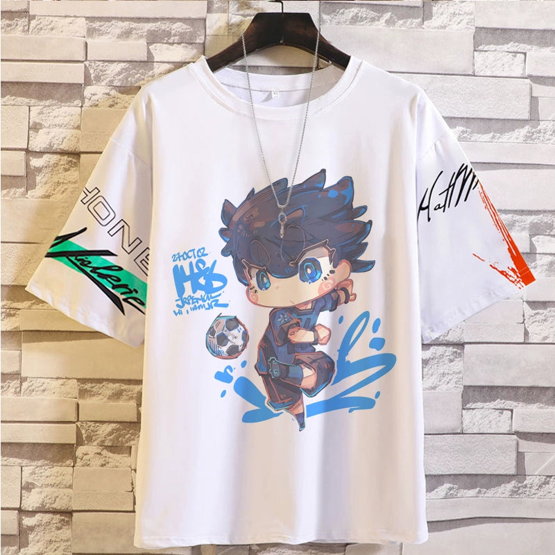 Blue Prison Pain Clothes T-Shirt BLUE LOCK Jieshi Yiling Wangbee Le Back Male and Female Teen Summer Top Anime Peripheral