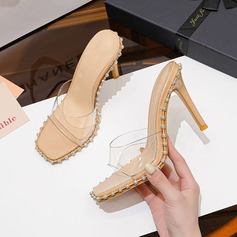 Rhinestone One-Strap Transparent Sandals – Anime Baddie Vibes with a Magical Glow