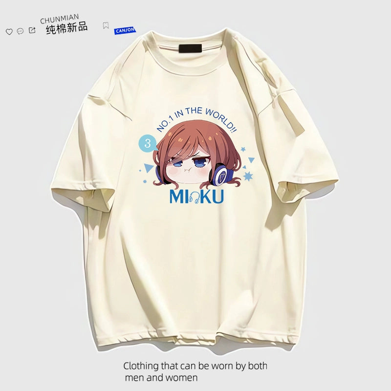 Quatile Flower Wedding Anime Peripheral Sanjiu Cotton Short-Sleeved T-Shirt Loose Casual Teen Clothes Tide Style