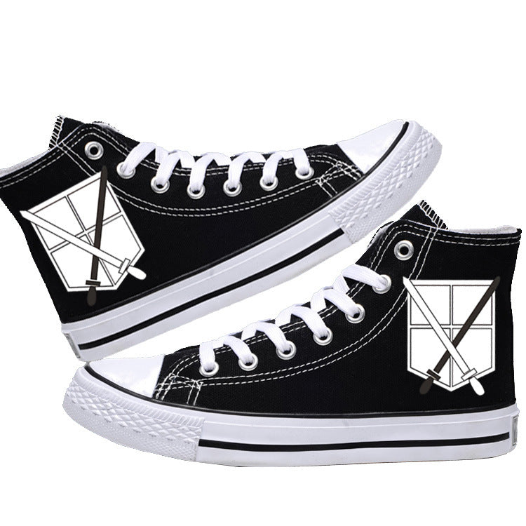 Attack on Titan High-Top Canvas Shoes Anime Streetwear for Students & AOT Fans