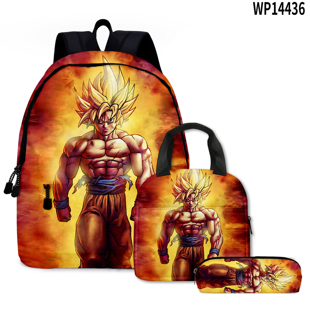Dragon Ball Super 3D Goku Backpack Set 3-Piece Anime Combo