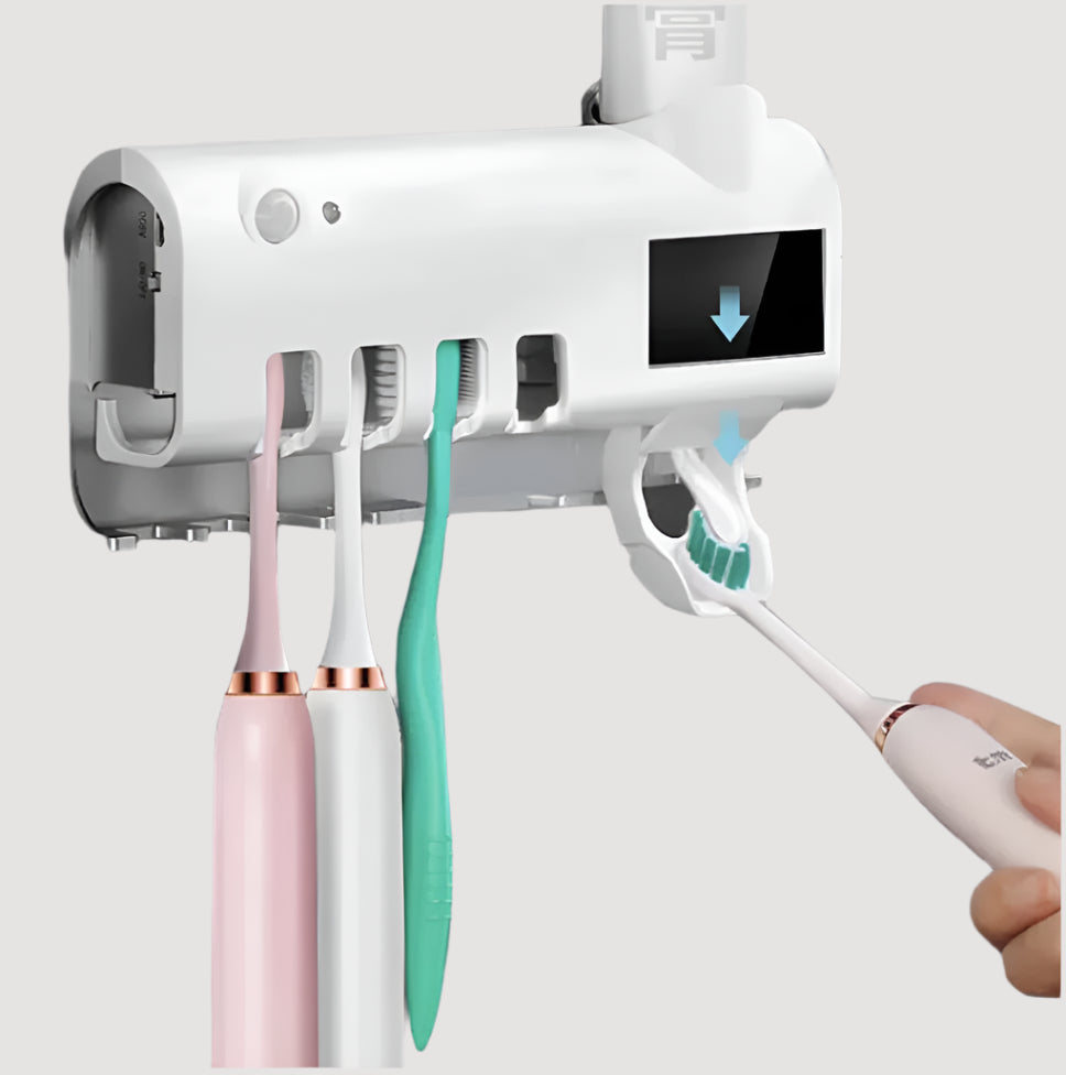 UV Toothbrush Sterilizer & Automatic Toothpaste Squeezer Rack