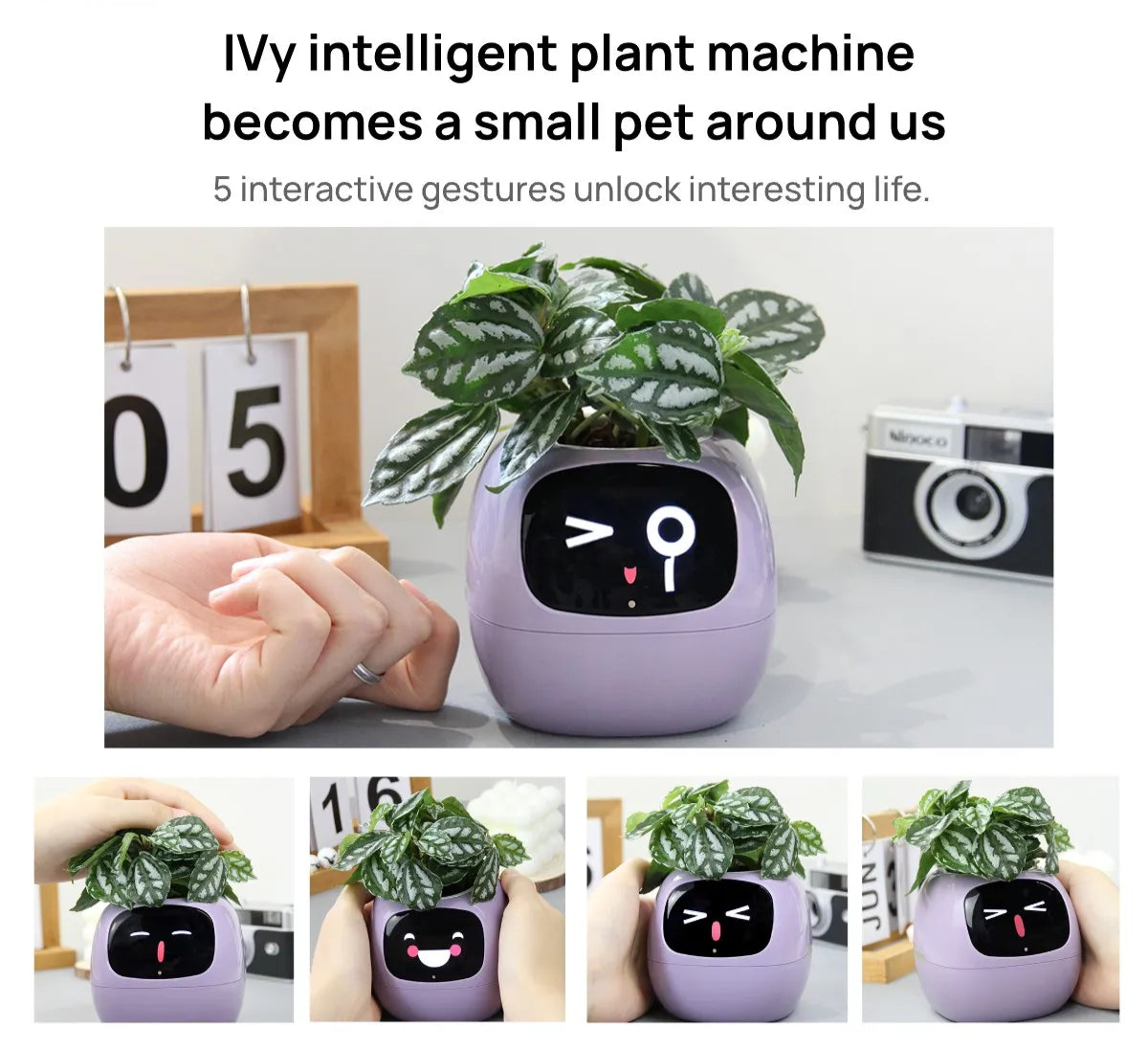 Smart Life Planter,Endless Fun Over 49 Rich Expressions,7 smart sensors,AI Chips Make Raising Plants Easy and Fun