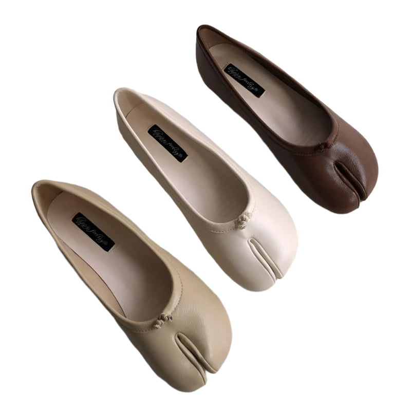 Ninja Girl Split-Toe Flats – Microfiber Leather Stealth Mode Comfort
