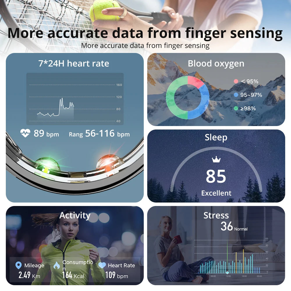 Smart Ring with Charging Case for Men & Women, Health and Sleep Monitor