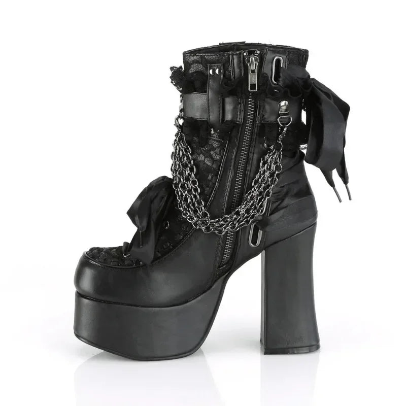 Bowknot Ankle Boots – Vintage Punk Meets Kawaii Rebel Energy