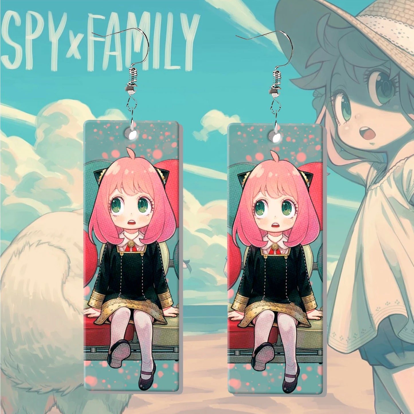 SPY×FAMILY Acrylic Drop Earrings – Anya, Yor & Loid Cosplay Jewelry
