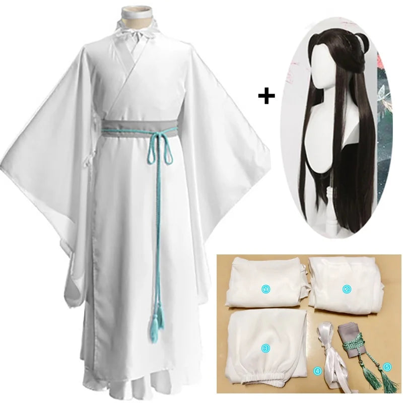 Xie Lian Cosplay Set – Tian Guan Ci Fu Elegance with Wig & Bamboo Hat Prop