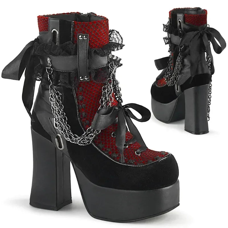 Bowknot Ankle Boots – Vintage Punk Meets Kawaii Rebel Energy