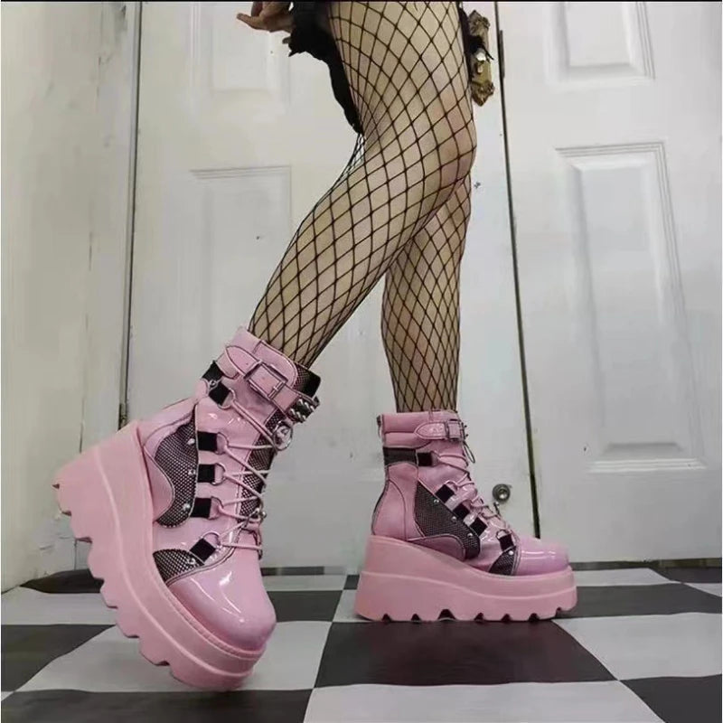 Anime-Inspired Platform Ankle Boots – Wedge Heels for Cosplay Queens