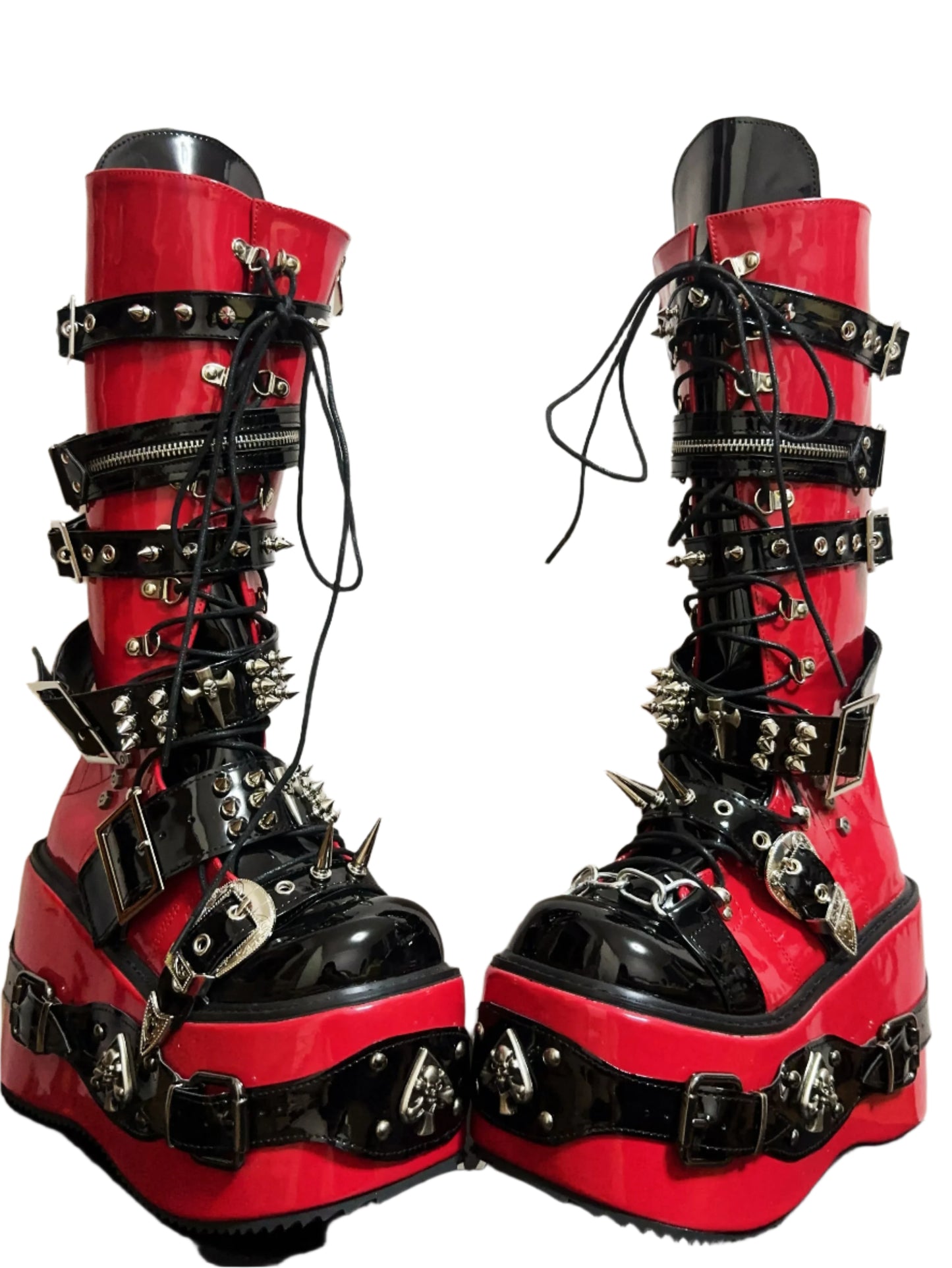 Wasteland Punk Platform Boots – Dark Street Style with High Wedge Heels