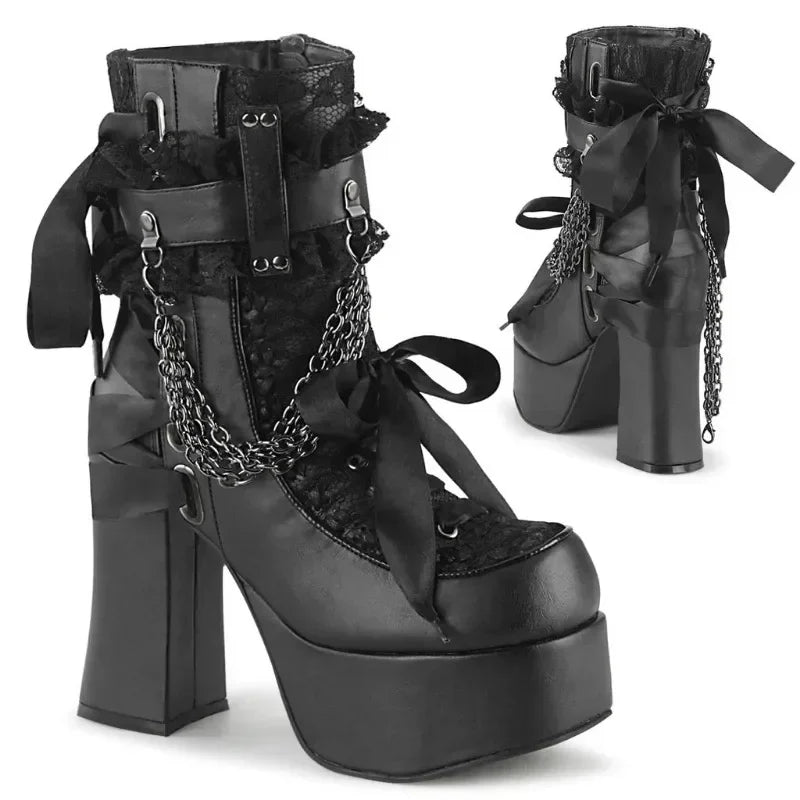 Bowknot Ankle Boots – Vintage Punk Meets Kawaii Rebel Energy