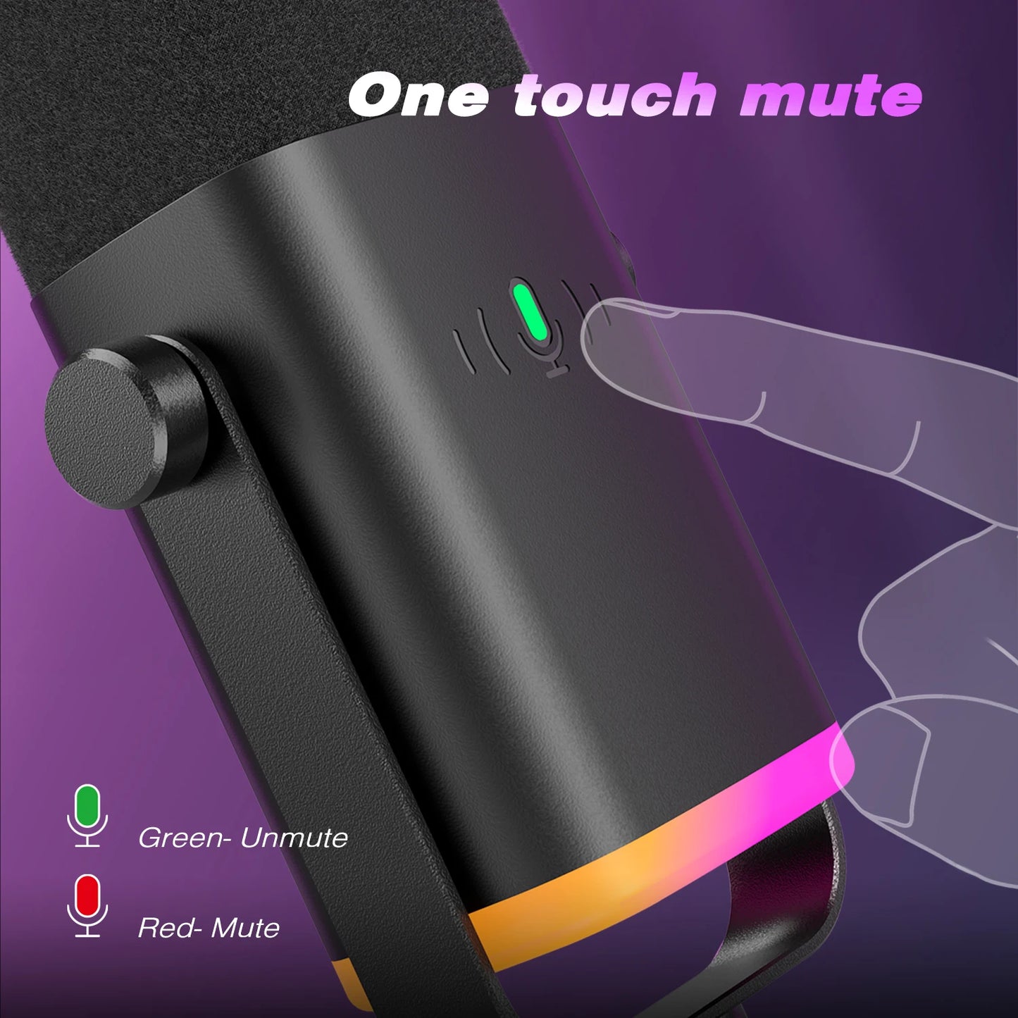 USB/XLR Dynamic Microphone with Touch Mute Button,Headphone jack,I/O Controls,for PC PS5/4 mixer,Gaming MIC Ampligame AM8