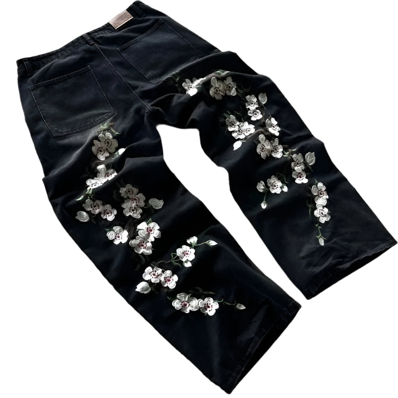 Sakura Drift Jeans: Y2K Bloom Edition