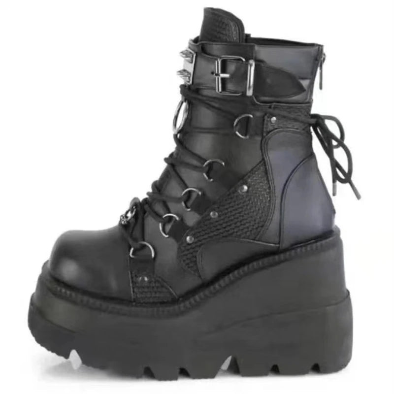 Anime-Inspired Platform Ankle Boots – Wedge Heels for Cosplay Queens