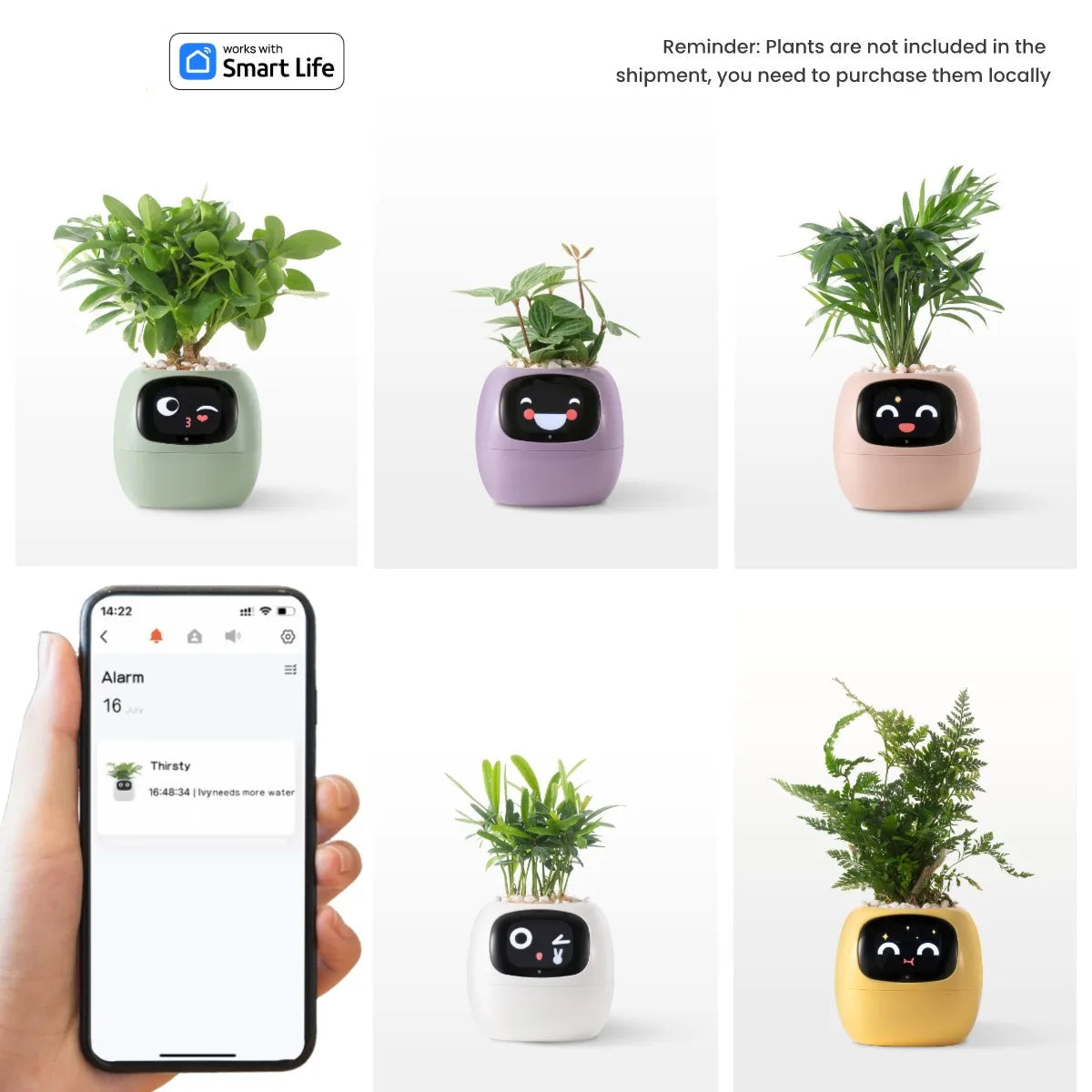 Smart Life Planter,Endless Fun Over 49 Rich Expressions,7 smart sensors,AI Chips Make Raising Plants Easy and Fun