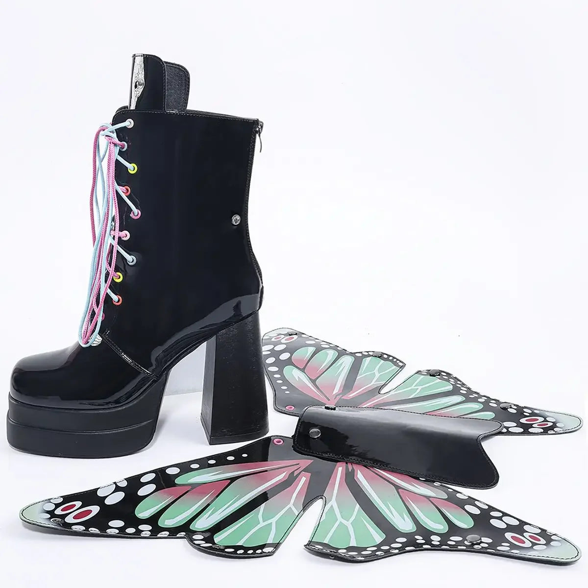 Butterfly Ninja CyberY2K Platform Boots – High Heel Cosplay Baddie Energy
