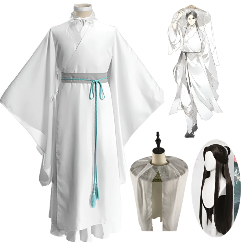 Xie Lian Cosplay Set – Tian Guan Ci Fu Elegance with Wig & Bamboo Hat Prop