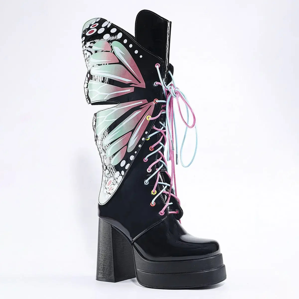 Butterfly Ninja CyberY2K Platform Boots – High Heel Cosplay Baddie Energy
