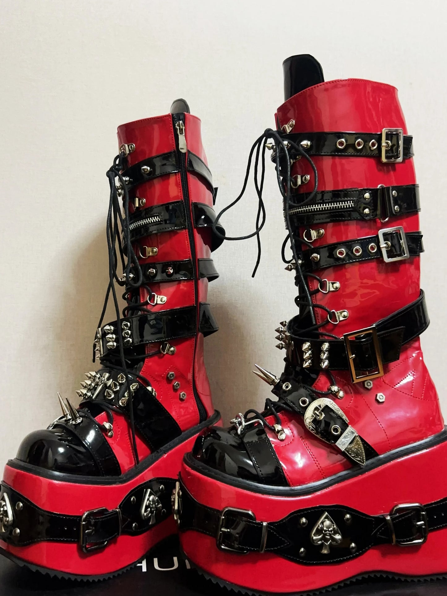 Wasteland Punk Platform Boots – Dark Street Style with High Wedge Heels