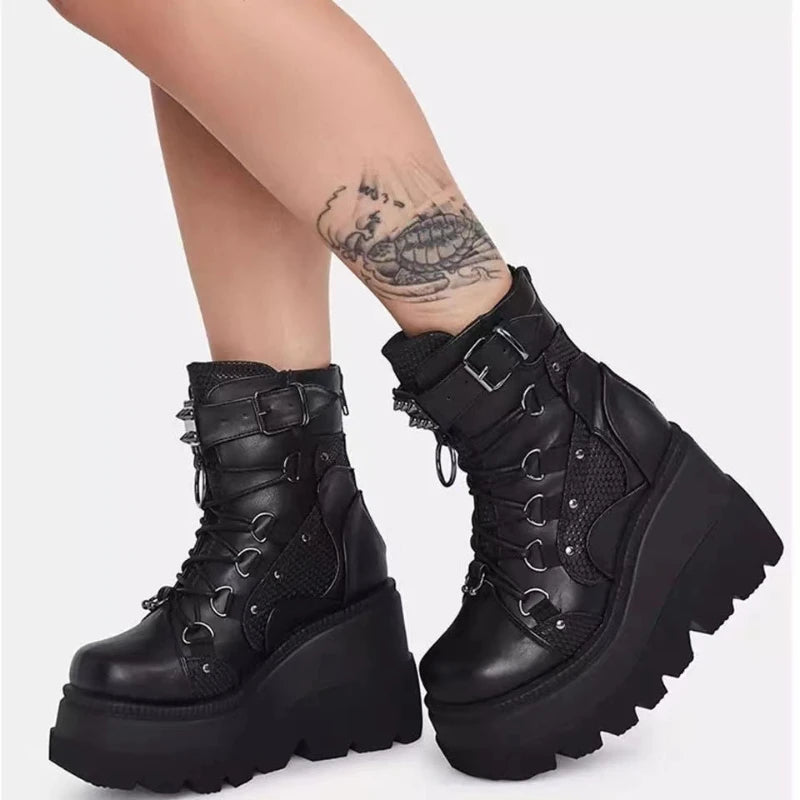 Anime-Inspired Platform Ankle Boots – Wedge Heels for Cosplay Queens