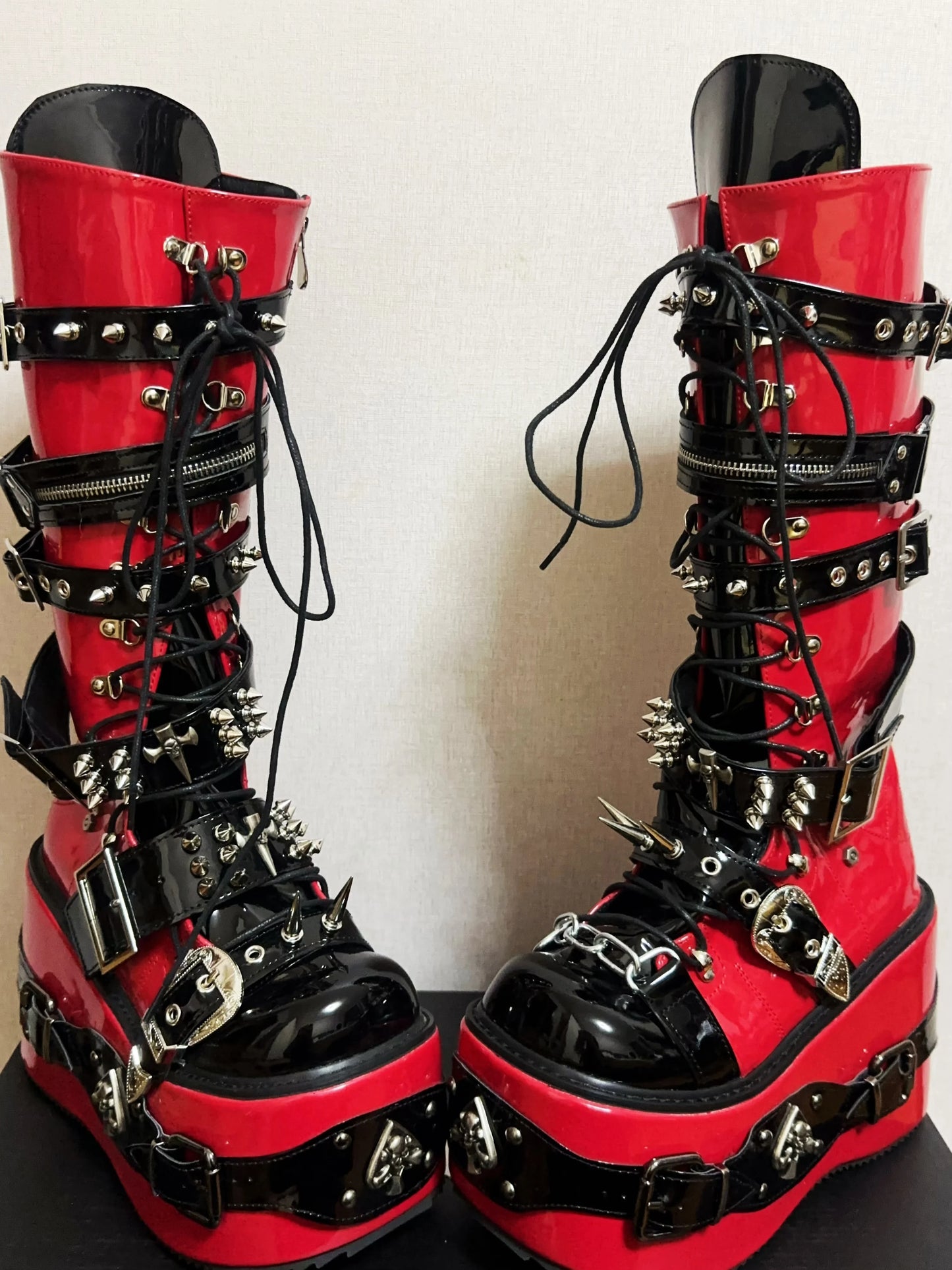 Wasteland Punk Platform Boots – Dark Street Style with High Wedge Heels
