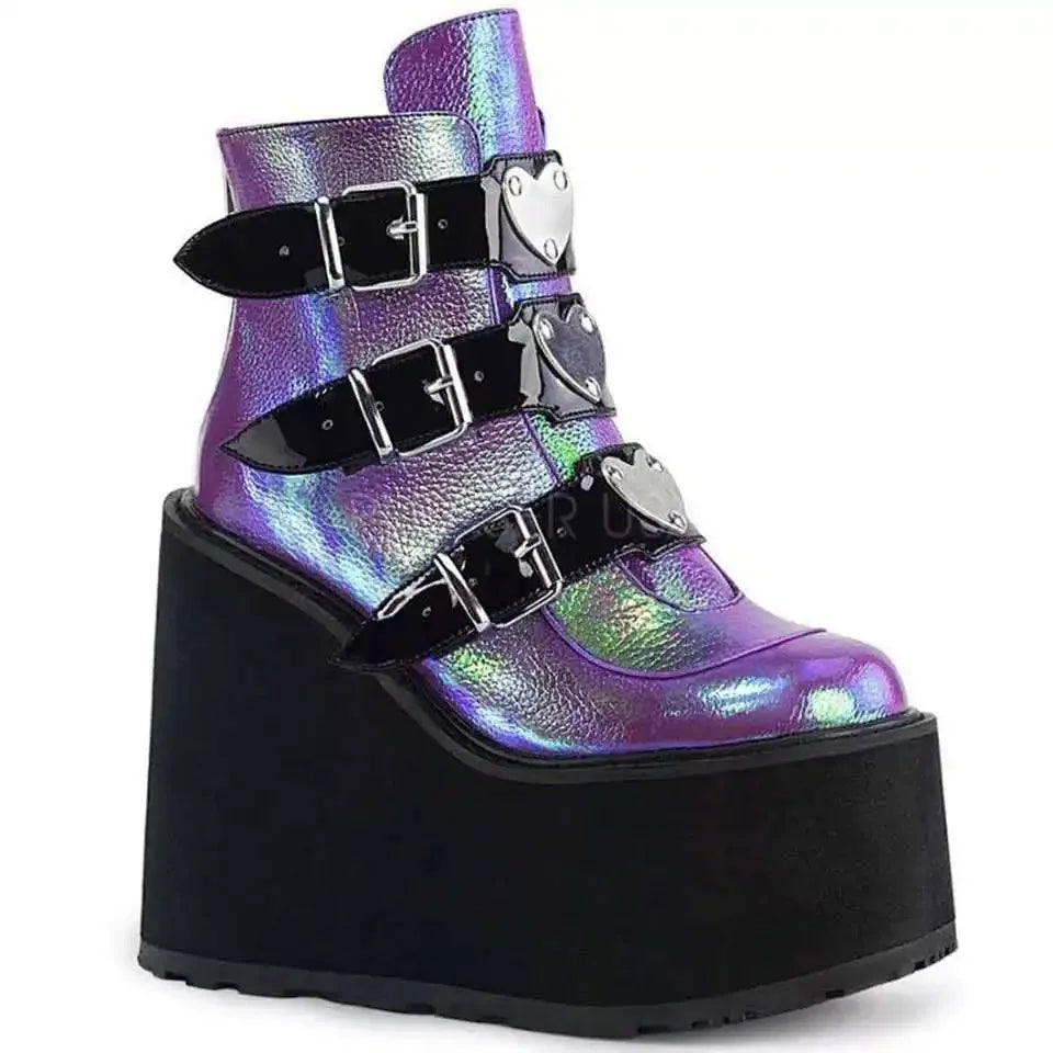 Motorcycle Platform Wedge Boots – Superhero Vibes with Anime Baddie Energy