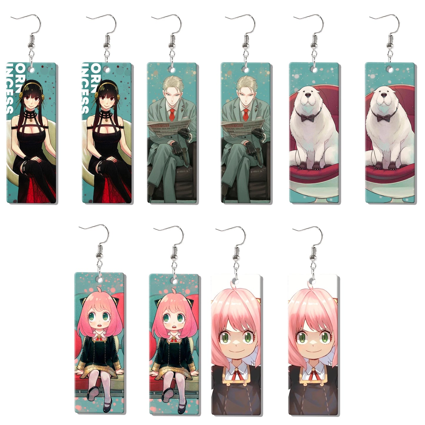 SPY×FAMILY Acrylic Drop Earrings – Anya, Yor & Loid Cosplay Jewelry