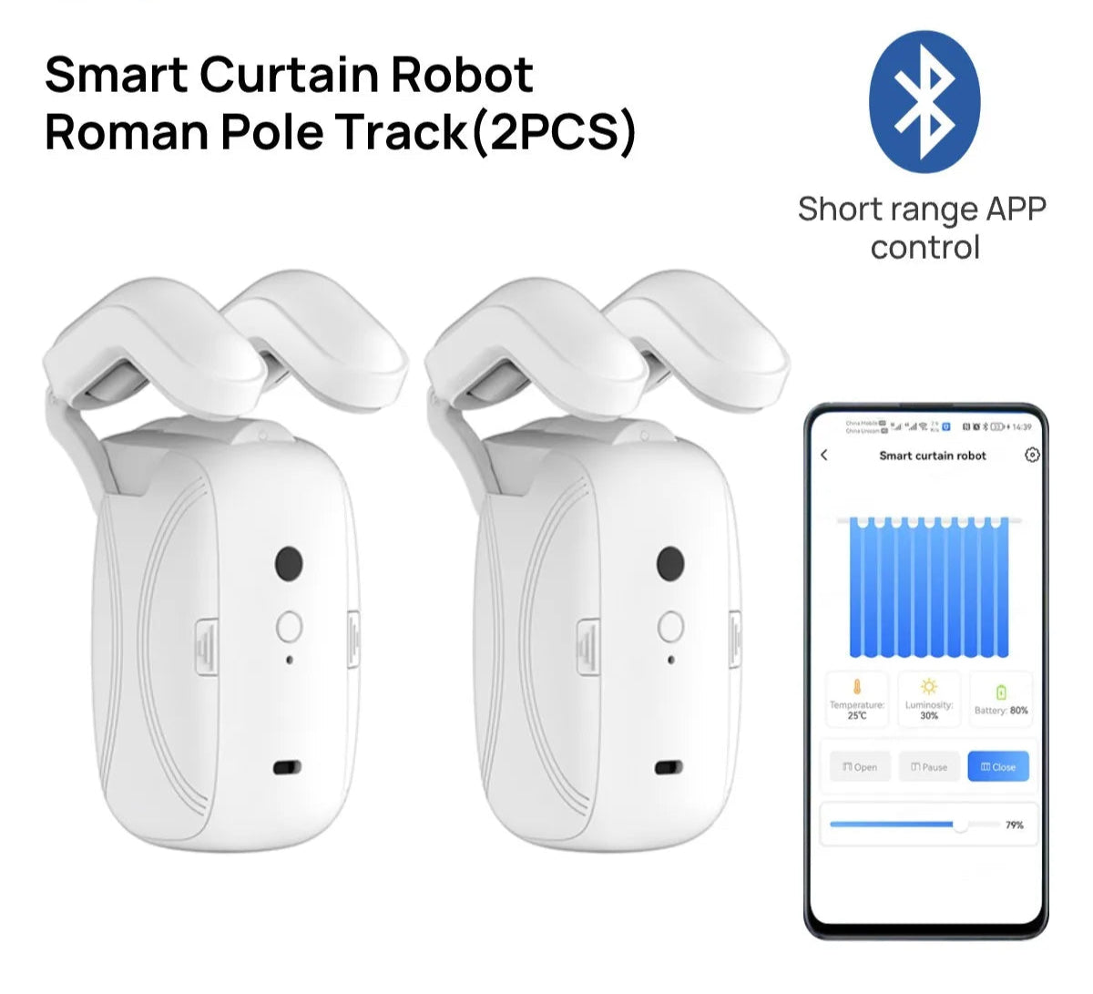 Smart Curtain Robot – APP-Controlled Roman Rod Track Opener (Tuya Compatible)