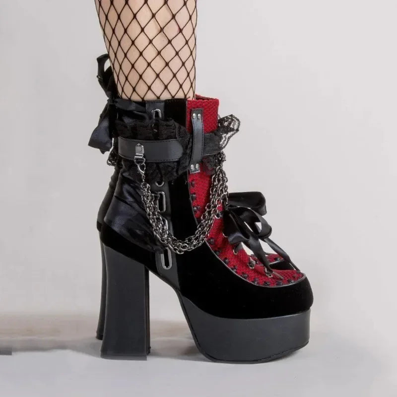 Bowknot Ankle Boots – Vintage Punk Meets Kawaii Rebel Energy
