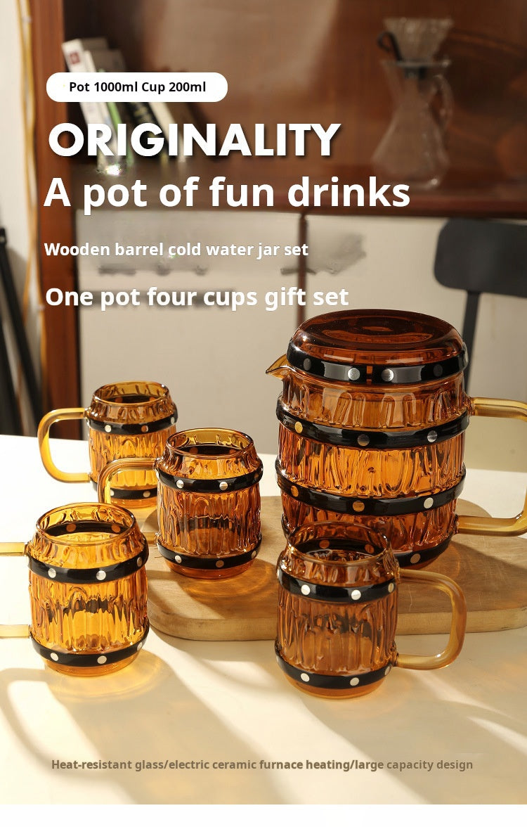 One Piece Cask Glass Mug Lid-Covered Gift Glass for Water, Beer & Wine