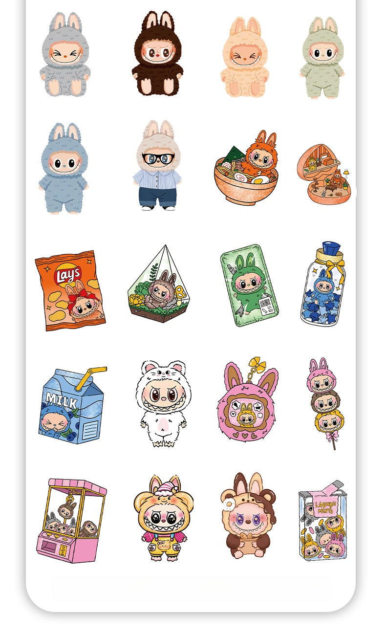105-Piece Labubu Cartoon Sticker Pack Cute Bubble Mart-Style Decorative Set