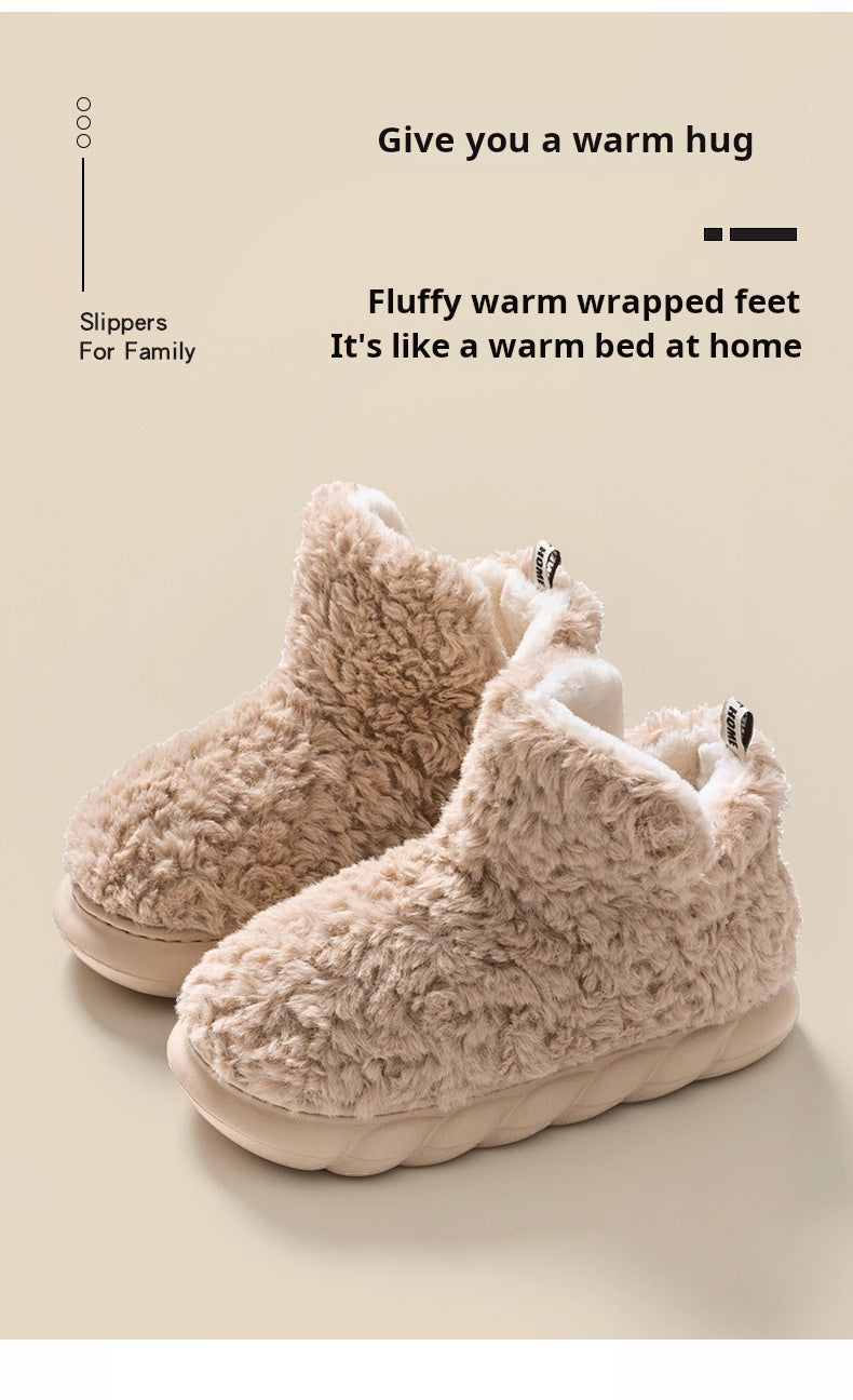 Plush Thick-Soled Cotton Slippers