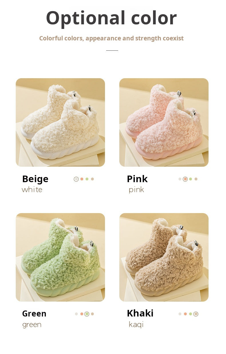 Plush Thick-Soled Cotton Slippers