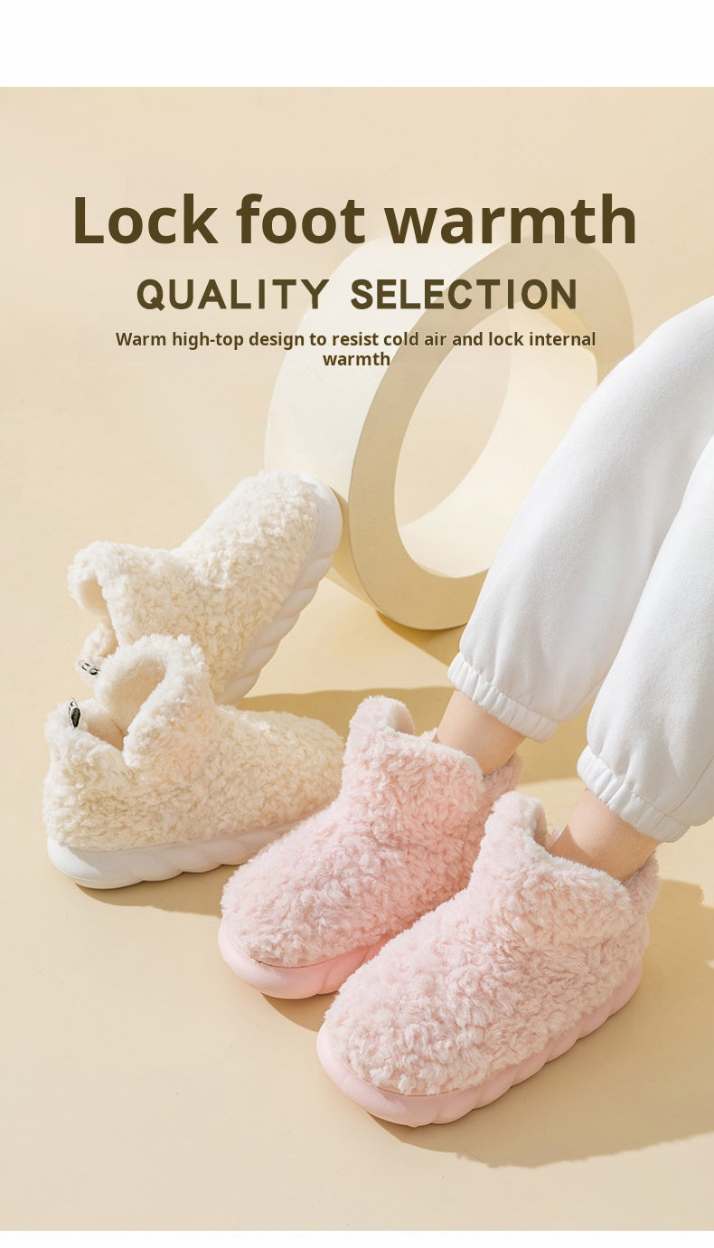 Plush Thick-Soled Cotton Slippers