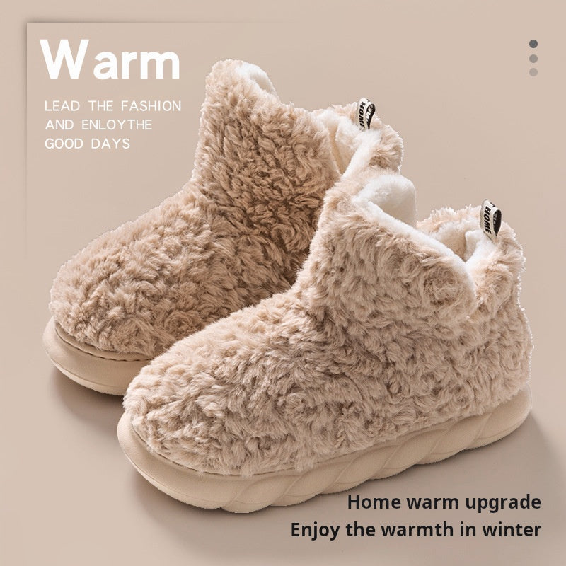 Plush Thick-Soled Cotton Slippers