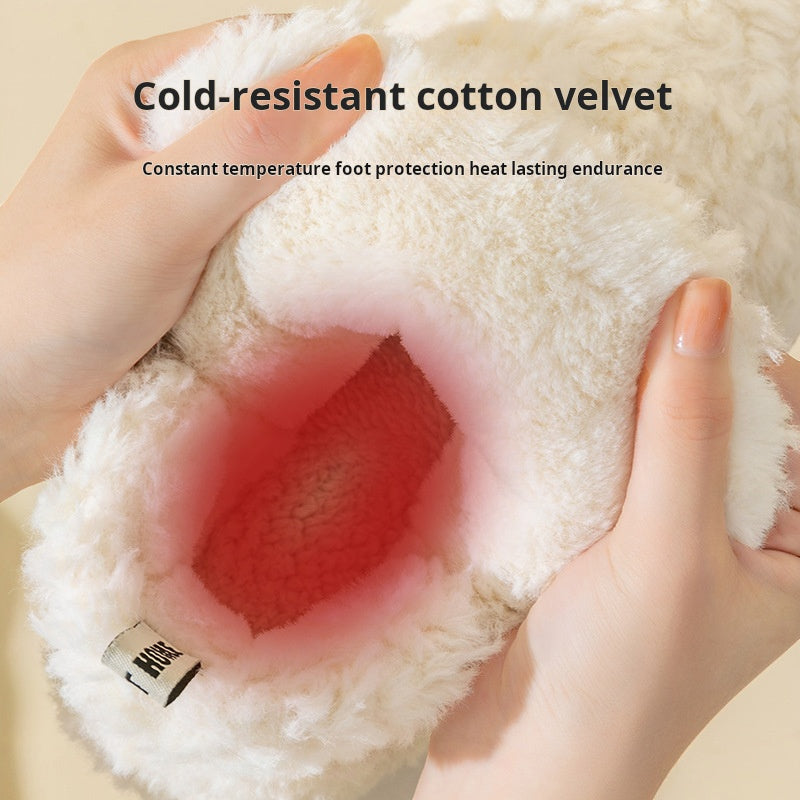 Plush Thick-Soled Cotton Slippers