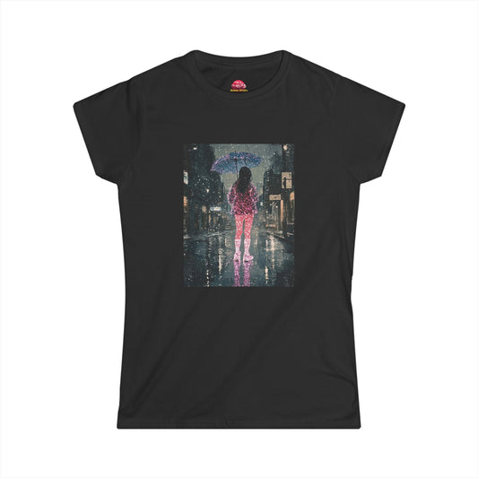 Women's Softstyle Tee - 'Dancing in the Rain' Graphic T-Shirt for a Joyful Vibe