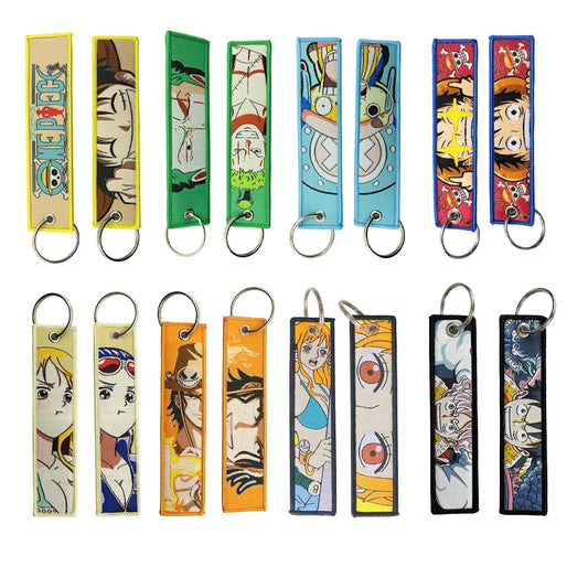 One Piece Anime Key Chains with Cute Jet Manga Embroidery Fashion