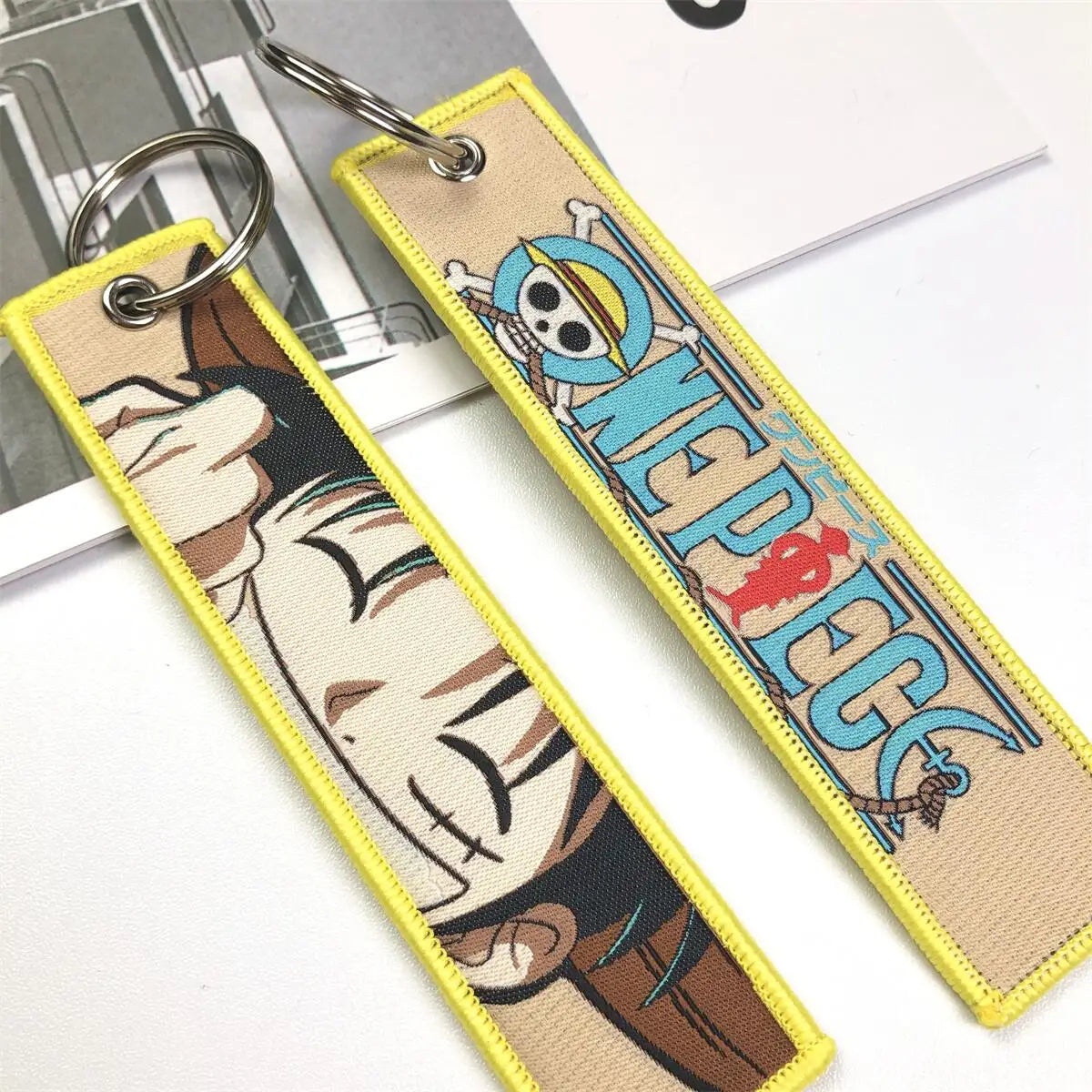 One Piece Anime Key Chains with Cute Jet Manga Embroidery Fashion