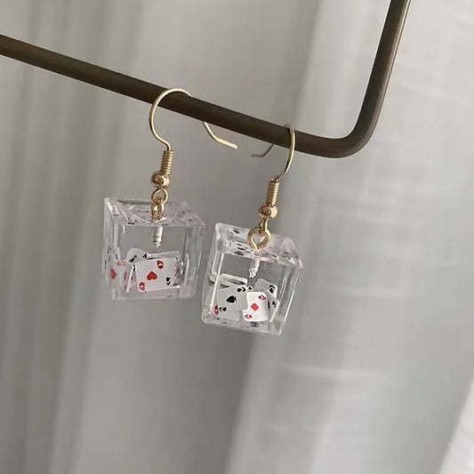 Three-Dimensional Square Dice Earrings