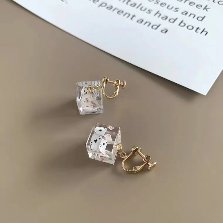 Three-Dimensional Square Dice Earrings