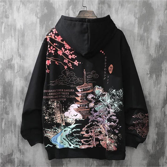 print hoodie y2k clothes Men's anime hip-hop japanese streetwear Sweatshirt hoodies